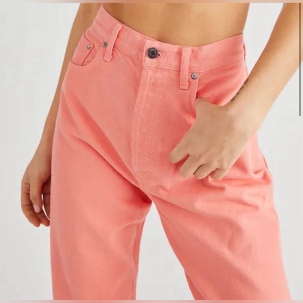 AGOLDE 90s Pinch Waist High Rise Straight •28 • NWT Salmon Pink/Peach - Picture 6 of 15